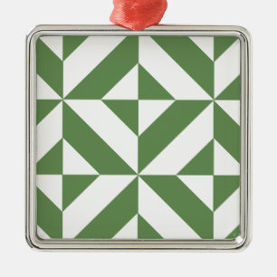 Mörk Gass-Grönt Geometric Deco Cube Mönster Julgransprydnad Metall