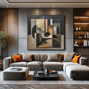 Mörk Geometrisk Abstrakt Canvastryck