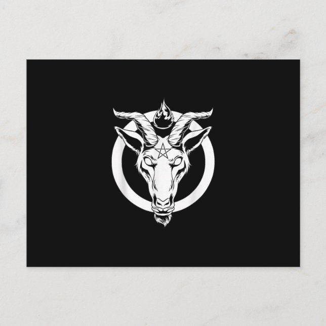 Mörk get Baphomet, satanisk Lucifer Beelzebub pres Vykort (Framsida)