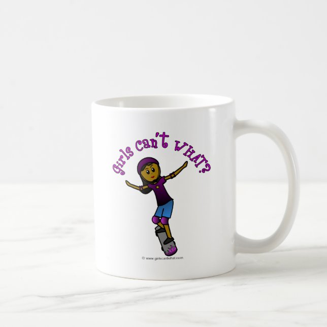 Mörk Girl Skater med Helmet Kaffemugg (Höger)