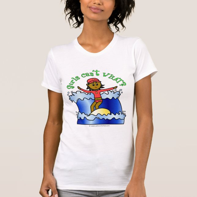 Mörk Girl Surfer T Shirons Shirt (Framsida)