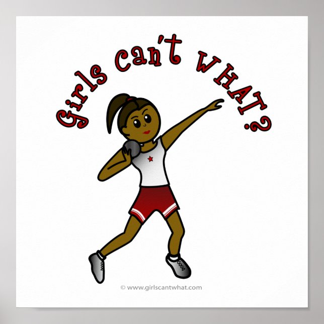 Mörk Girls Shot Shot Put in Red Uniform Poster (Framsidan)
