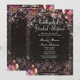 Mörk Glitter Glam Ljusstak Bröllopsfest Inbjudningar