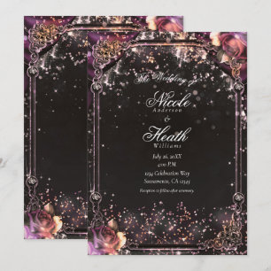 Mörk Glitter Gnistrande Glam Ljus Blommig Bröllop Inbjudningar