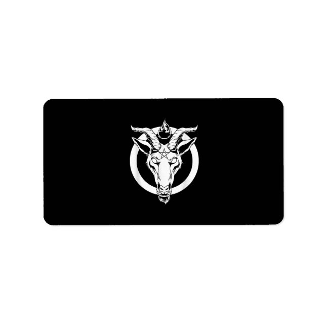 Mörk Goat Baphomet, Satanic Lucifer Beelzebub Gift Adressetikett (Framsidan)