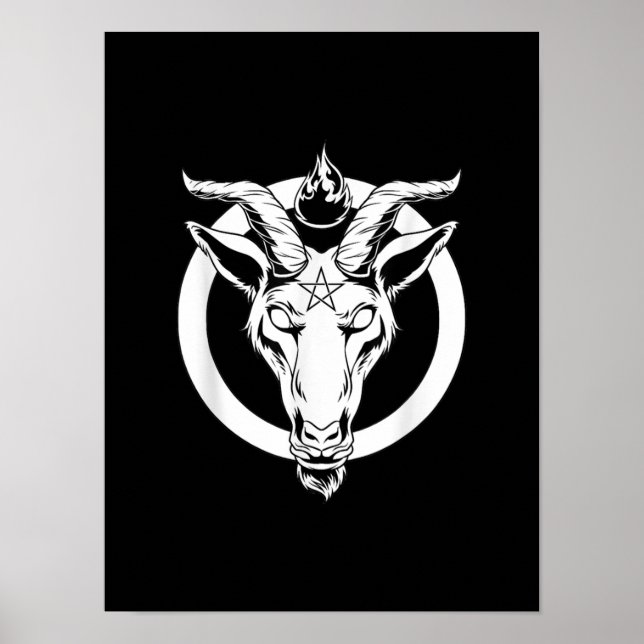 Mörk Goat Baphomet, Satanic Lucifer Beelzebub Gift Poster (Framsidan)