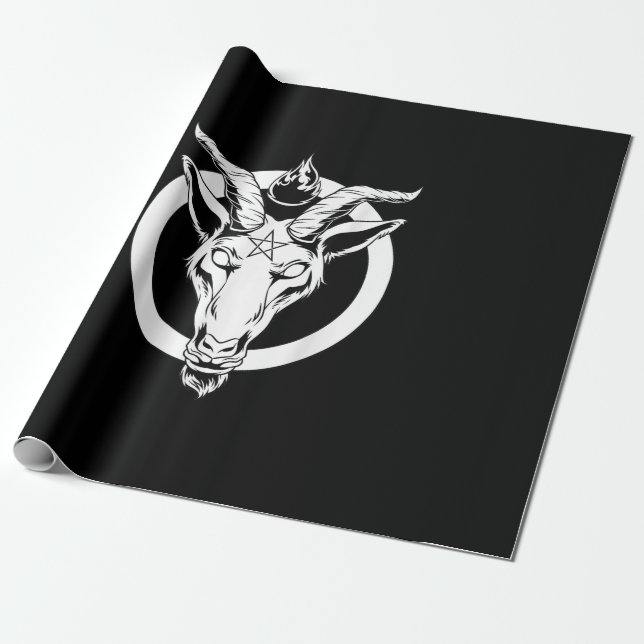 Mörk Goat Baphomet, Satanic Lucifer Beelzebub Gift Presentpapper (Utrullad)