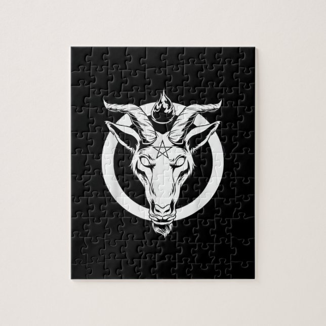 Mörk Goat Baphomet, Satanic Lucifer Beelzebub Gift Pussel (Vertikal)