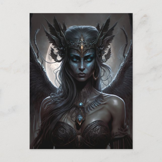 Mörk Goddess Queen Fantasy Art Vykort (Framsida)