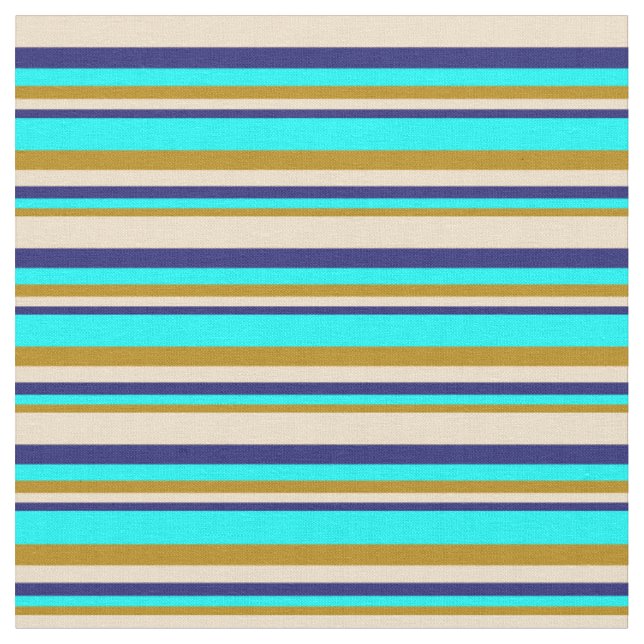 Mörk Goldenrod, Aqua, Midnight Blue och Tan Tyg (Närbild)