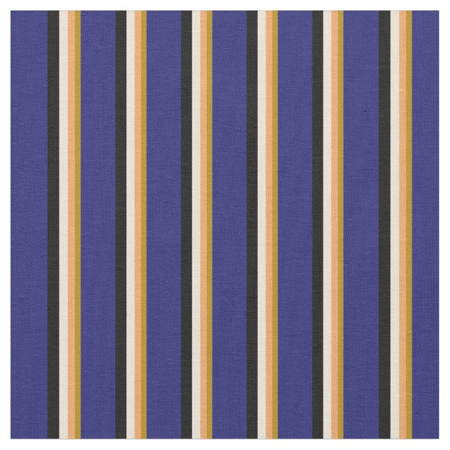 Mörk Goldenrod, Brown, Bisque, Black & Blue Tyg (Närbild)