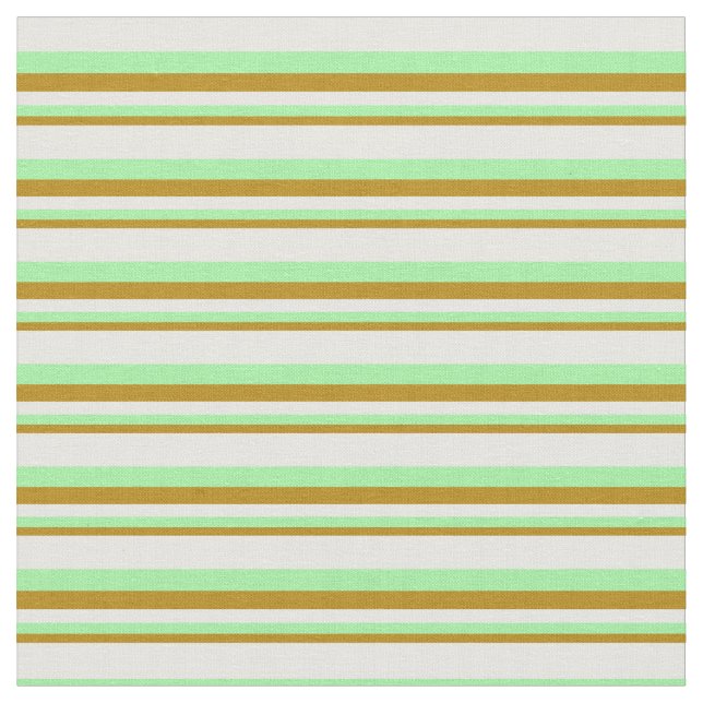 Mörk Goldenrod, Grönt och Mint Cream Mönster Tyg (Närbild)