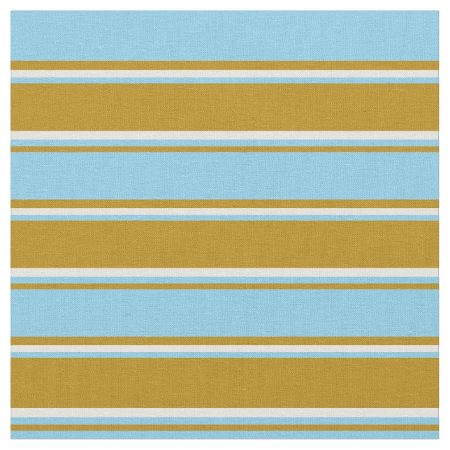 Mörk Goldenrod, Himlar Blue & Beige Färgad Linjer Tyg (Närbild)