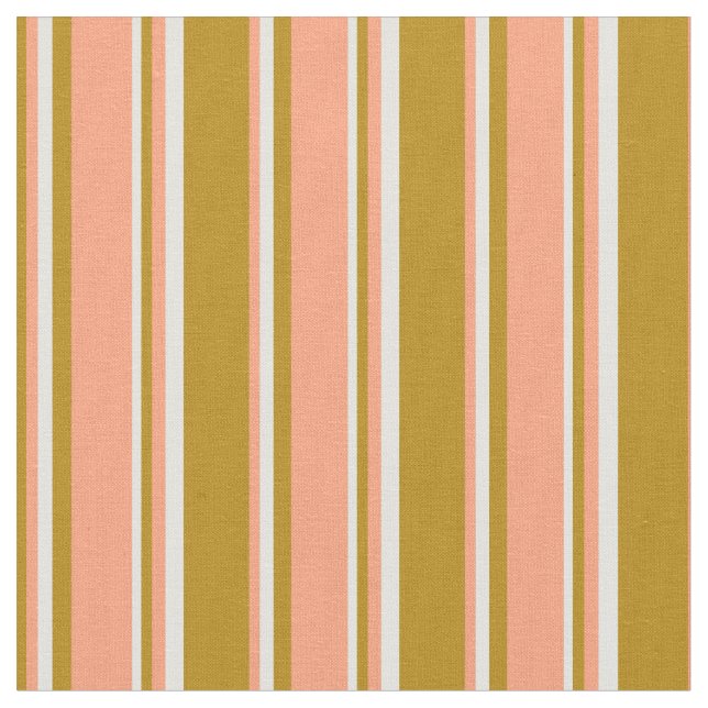 Mörk Goldenrod, Light Salmon & Light Cyan Linjer Tyg (Närbild)