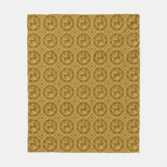 Mörk Goldenrod Medieval Lejon Fleece Blanket (Framsidan)
