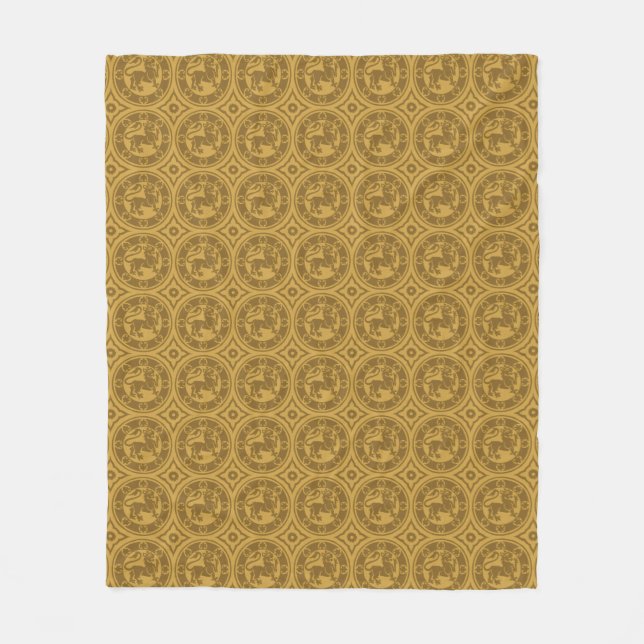 Mörk Goldenrod Medieval Lejon Fleecefilt (Framsidan)
