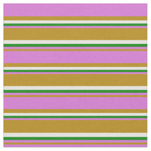 Mörk Goldenrod, Orchid, Grönt och vit Mönster Tyg