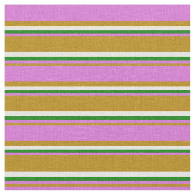 Mörk Goldenrod, orkidé, Grönt och vit Mönster Tyg (Närbild)