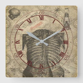 Mörk Goth Anatomy Ephemera Fyrkantig Klocka