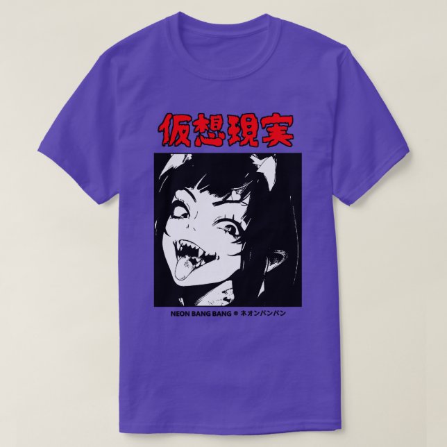 Mörk Goth HorrorDemon Girl Lewd Japansk Streetwea T Shirt (Design framsida)