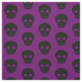 Mörk Goth Lila Black Döskallar Polka dots Mönster Tyg