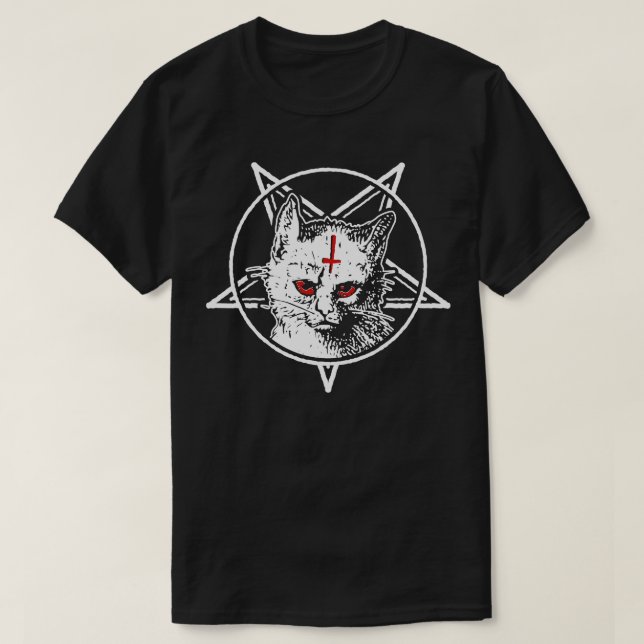 Mörk Goth Satanic Cat T Shirt (Design framsida)