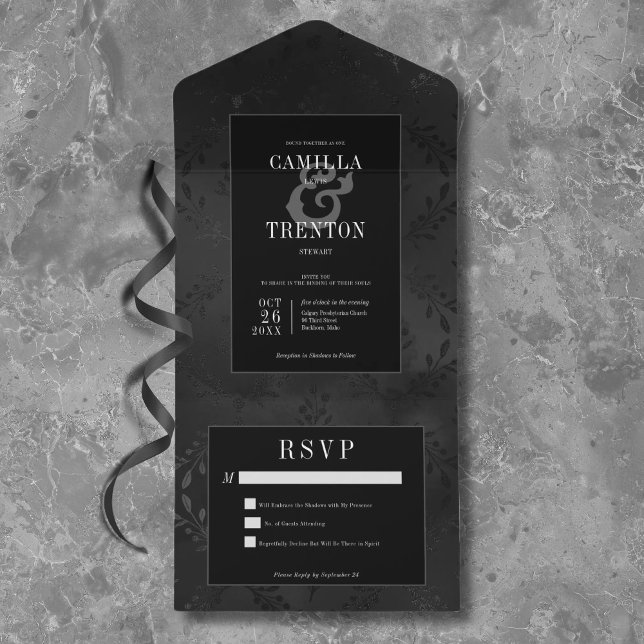 Mörk Gotham Black & Black Blommigt Satin - ingen m (Skapare uppladdad)