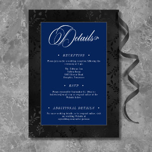 Mörk Gotham Black Blommigt Satin Damask Blue Bröll Tilläggskort
