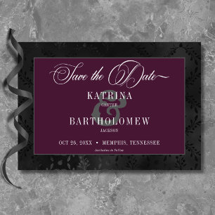 Mörk Gotham Black Blommigt Satin Damask Vin Bröllo Spara Datumet