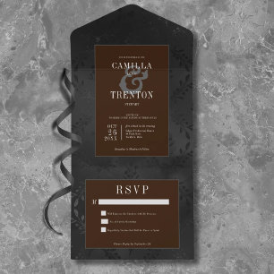 Mörk Gotham Black & Brown Blommigt Satin Middag