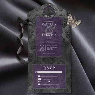 Mörk Gotham Black & Lila Damask Middag