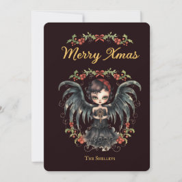 Mörk Gothic Angel-jul Julkort