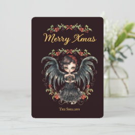 Mörk Gothic Angel-jul Julkort