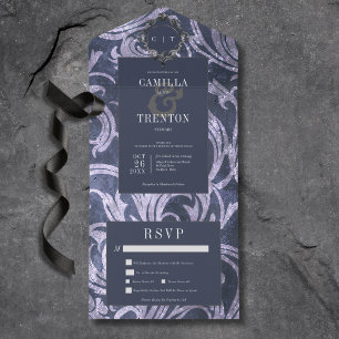 Mörk Gothic Antique Lila Damask Middag