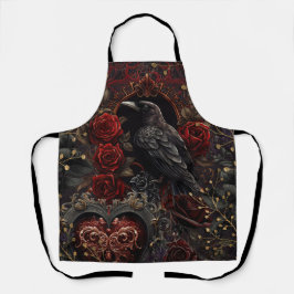Mörk Gothic Beauty Röd ros Black Kråka Raven Bird