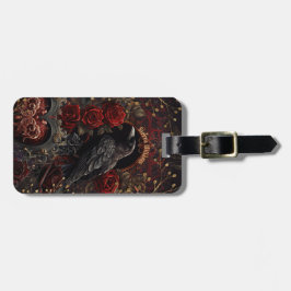 Mörk Gothic Beauty Röd ros Black Kråka Raven Bird Bagagebricka