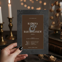 Mörk Gothic Black Blommigt Satin Damask Brown