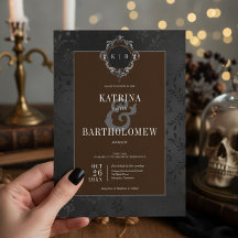 Mörk Gothic Black Blommigt Satin Damask Brown