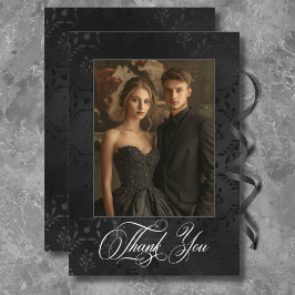 Mörk Gothic Black Blommigt Satin Damask Brown Tack Kort