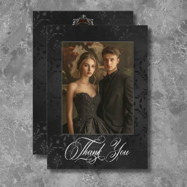 Mörk Gothic Black Blommigt Satin Damask Brown Tack Kort