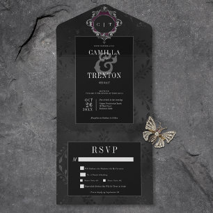 Mörk Gothic Black Blommigt Satin Middag