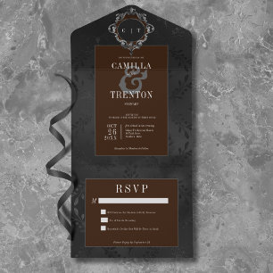Mörk Gothic Black & Brown Blommigt Satin - ingen m