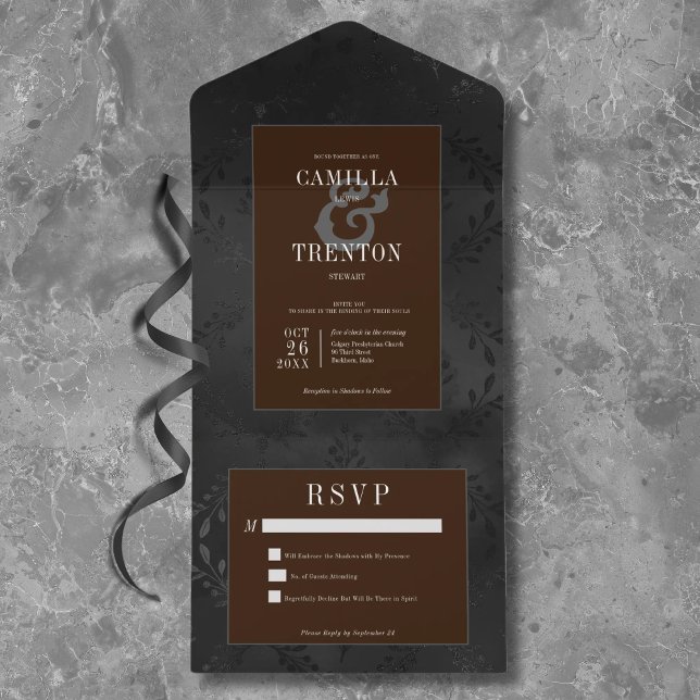 Mörk Gothic Black & Brown Blommigt Satin - ingen m (Skapare uppladdad)