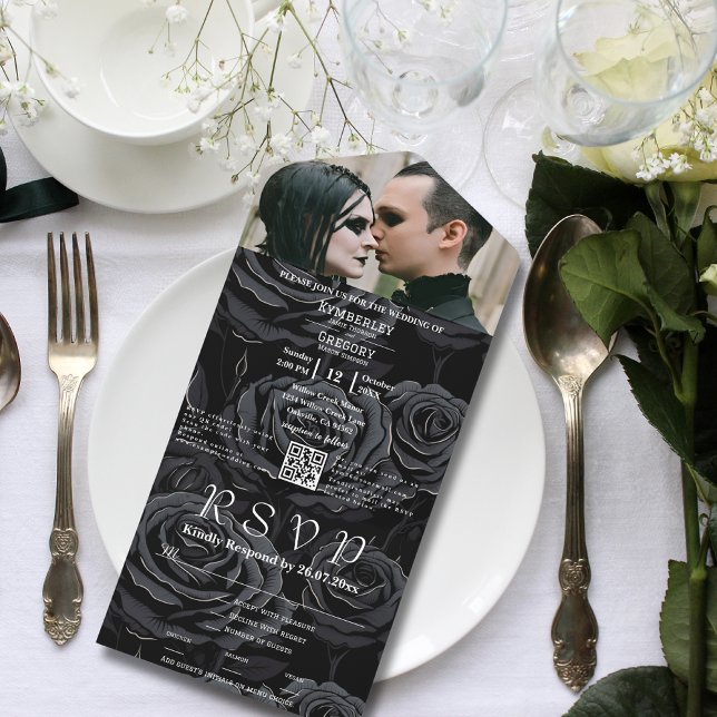 Mörk Gothic Black Ro Blommigt QR-kodfoto (Skapare uppladdad)