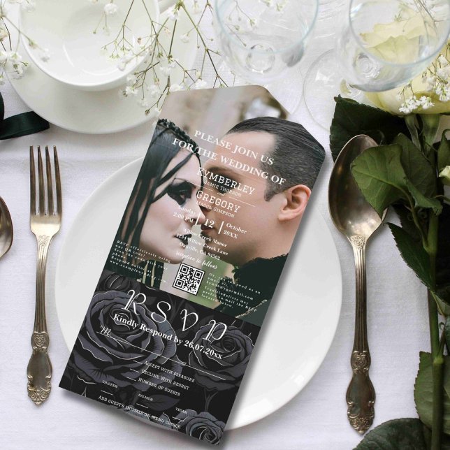 Mörk Gothic Black Ro Blommigt QR-kodfoto (Skapare uppladdad)