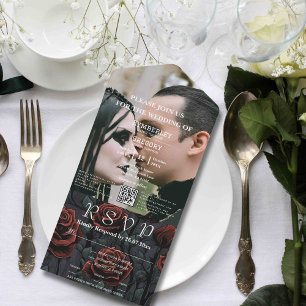 Mörk Gothic Black Röd ros Blommigt QR-kodfoto