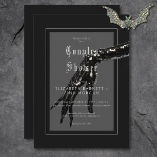 Mörk Gothic Black Sequin Hand Par Shower Inbjudningar