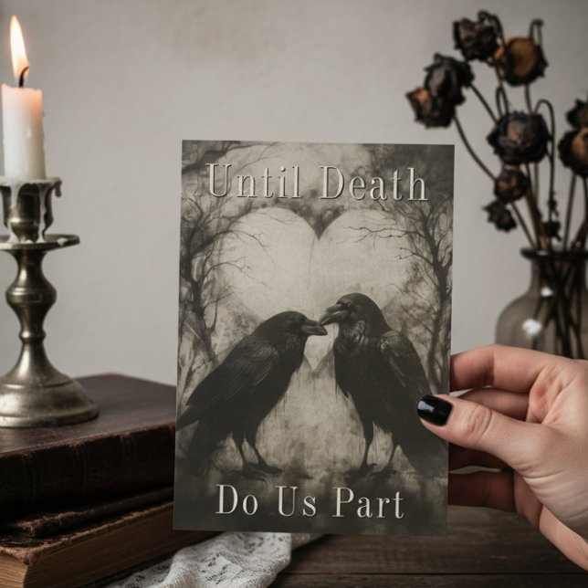 Mörk Gothic Black & Tan Raven Couple Bröllop Inbjudningar (Skapare uppladdad)