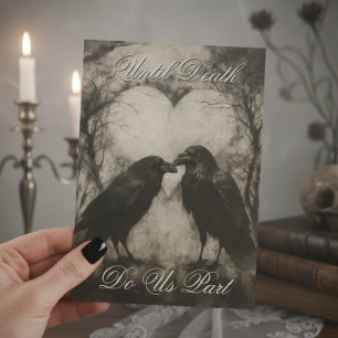 Mörk Gothic Black & Tan Raven Script Bröllop Inbjudningar