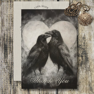Mörk Gothic Black & Tan Raven Script Bröllop Tack Kort
